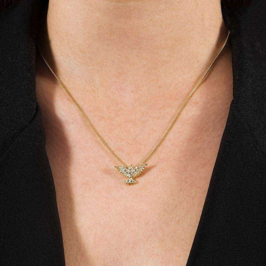 Colar Dourado Espírito Santo com Zircônias