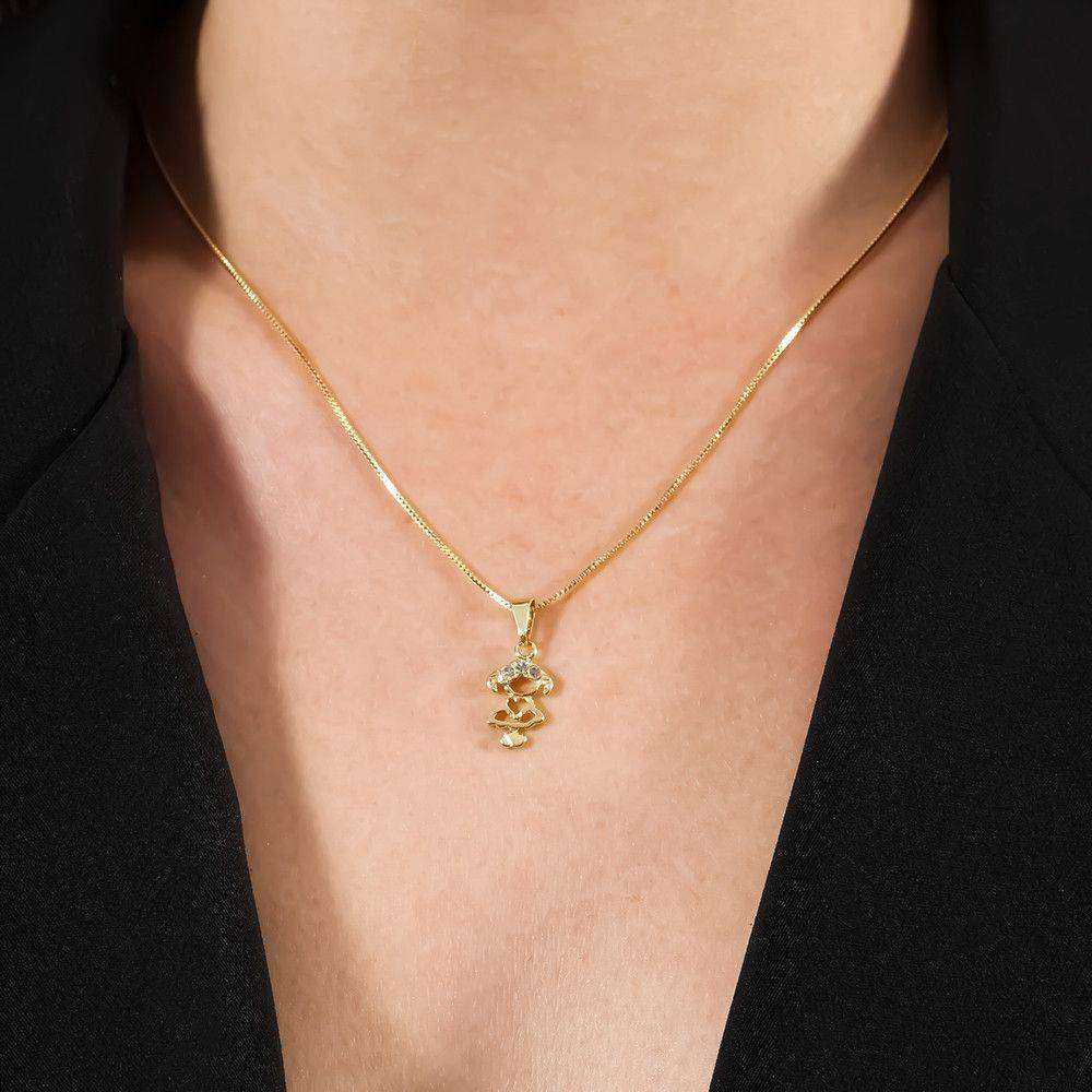 Colar Dourado Filho ou Filha com Zircônias