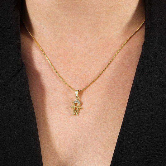 Colar Dourado Filho ou Filha com Zircônias