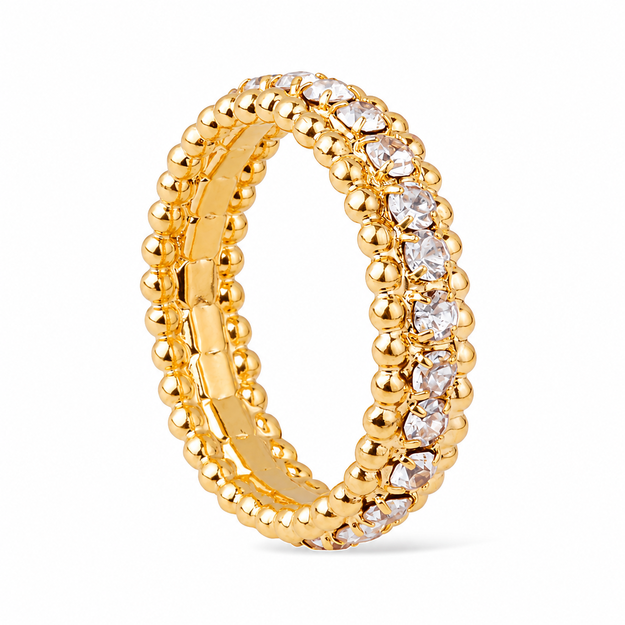 Anel Dourado Aparador Cravejado de Zircônia