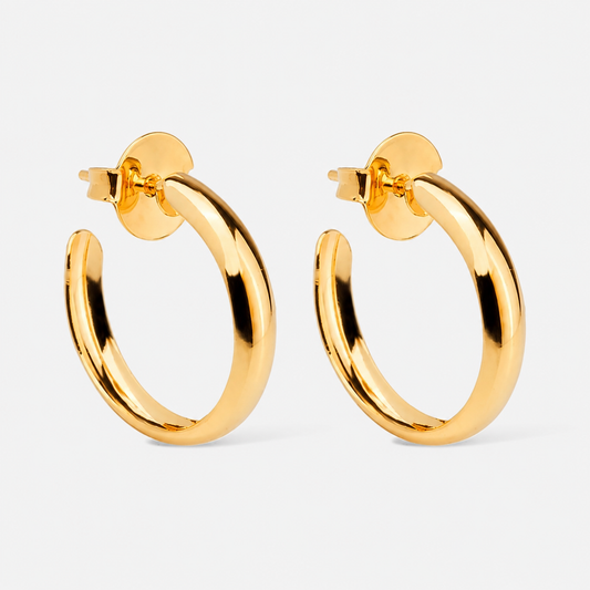 Brinco Dourado de Argola Média Lisa