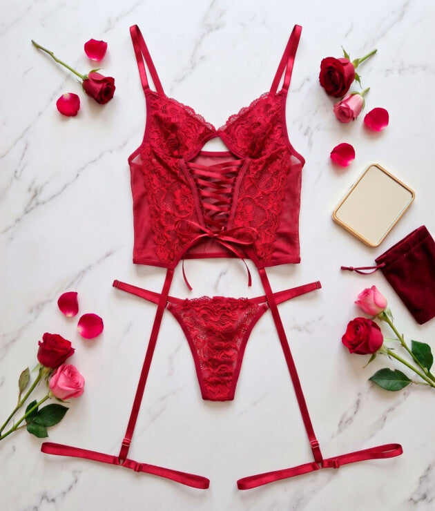 Corset Sensual em Renda com Amarração