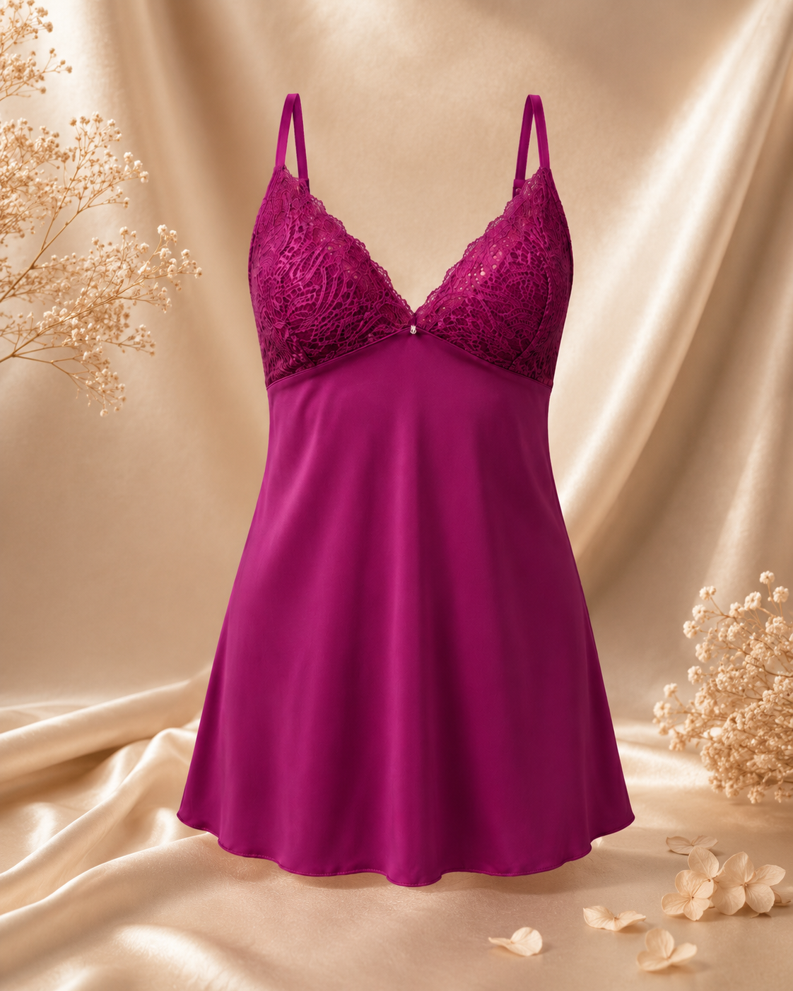 Camisola Plus Size em Microfibra com Renda
