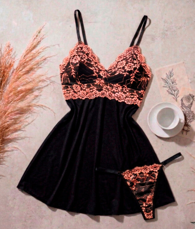 Camisola Encanto Bicolor com Calcinha