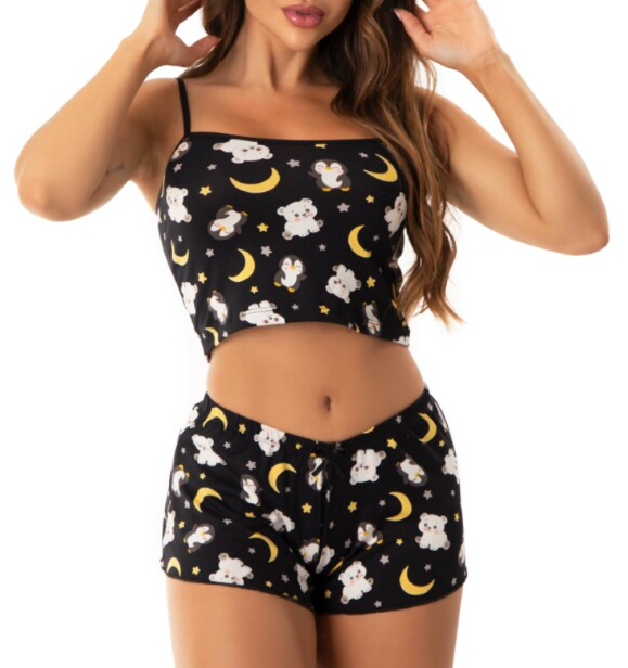 Baby Doll Feminino em Suede Estampado