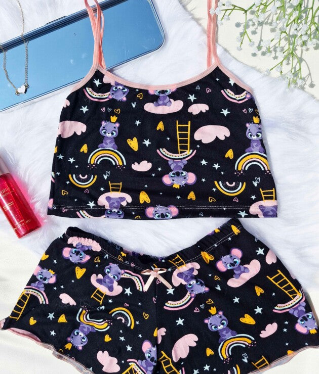 Baby Doll Feminino em Suede Estampado