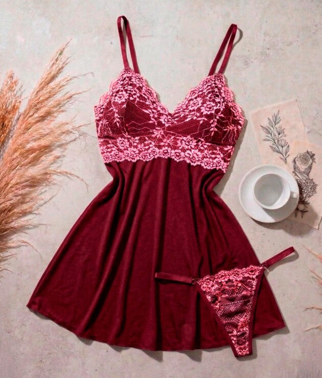 Camisola Encanto Bicolor com Calcinha