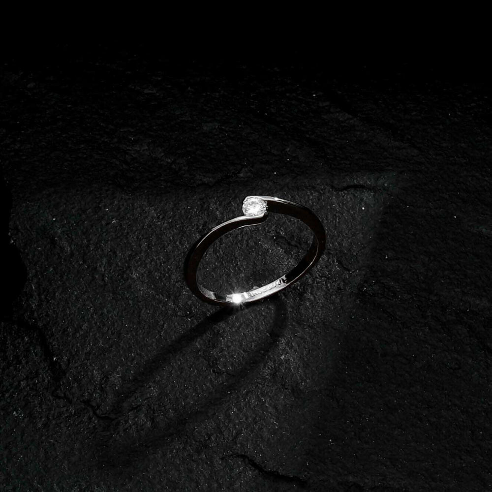 Anel Solitário Ponto de Luz com Zircônia