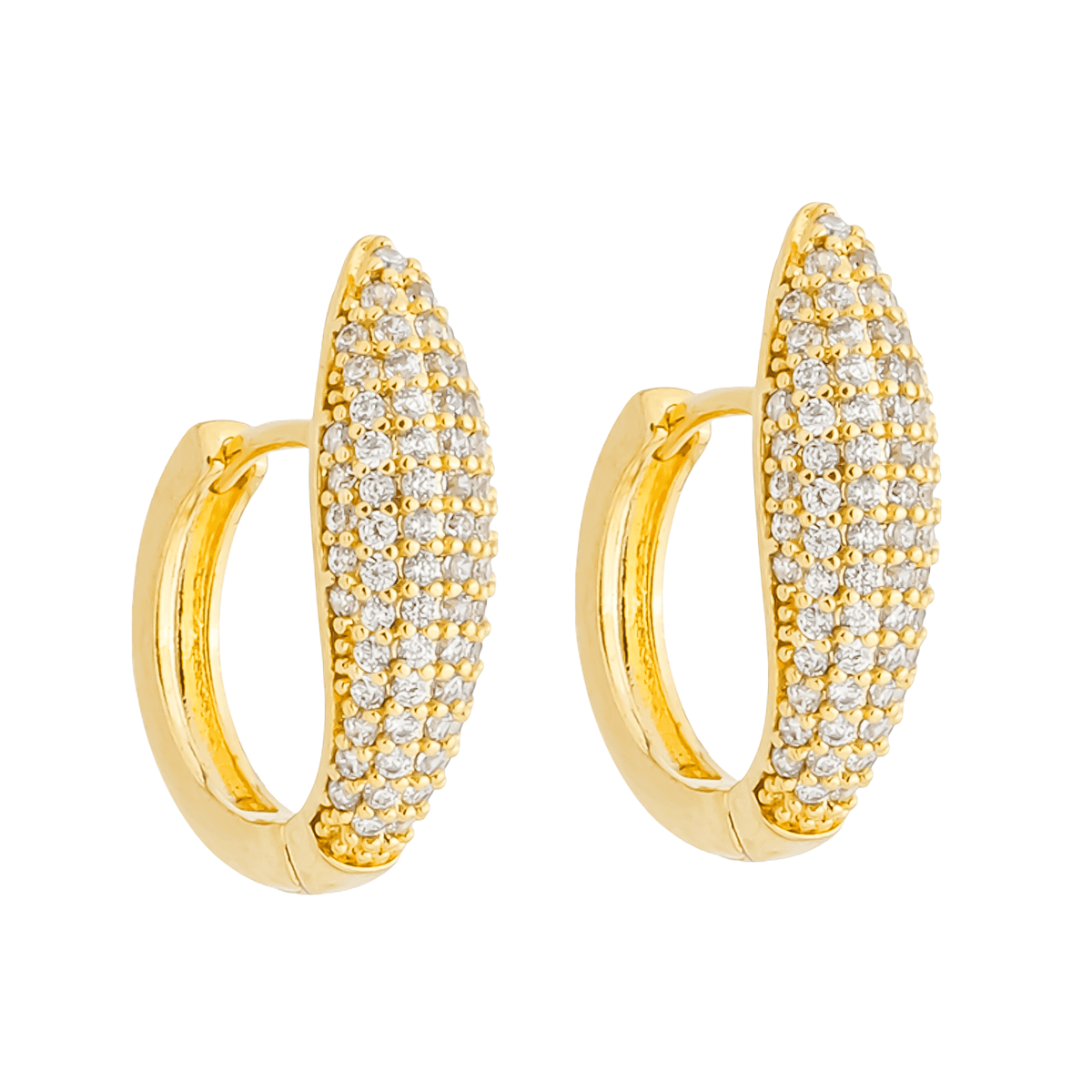 Brinco Dourado Argolinha Cravejada com Zircônias