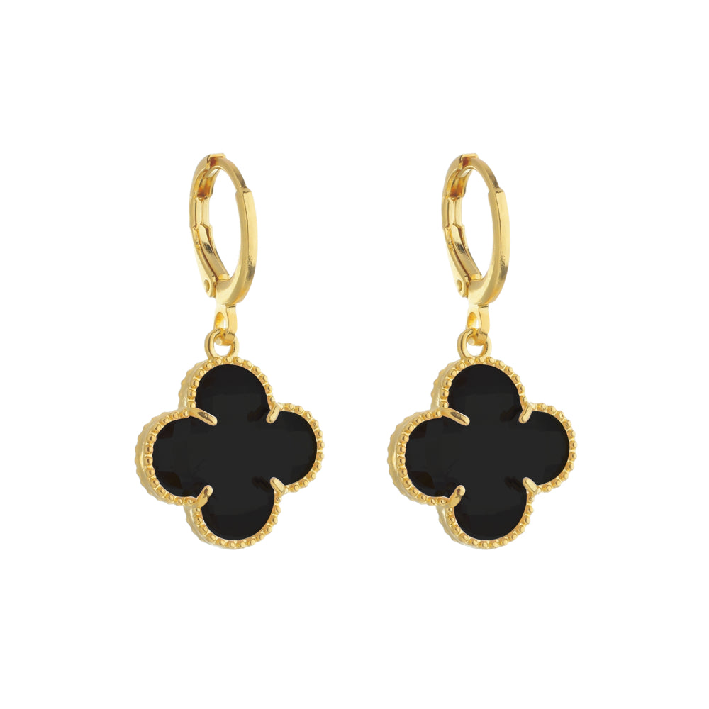 Brinco Dourado de Trevo com Zircônia Verde