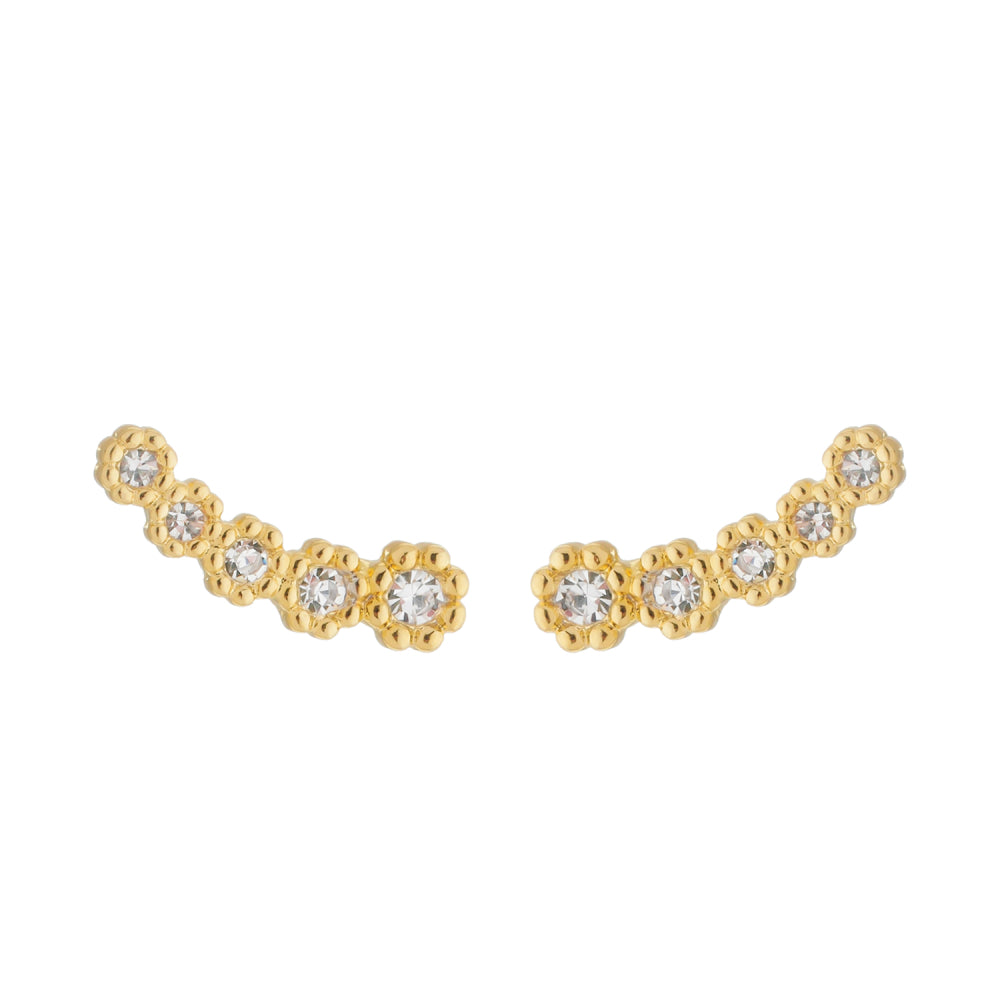 Brinco Dourado Ear Cuff com 5 Zircônias