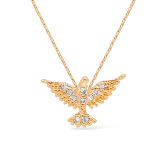 Colar Dourado Espírito Santo com Zircônias