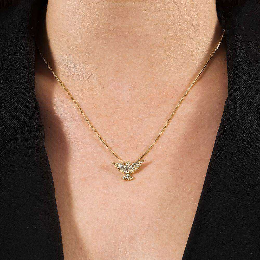 Colar Dourado Espírito Santo com Zircônias