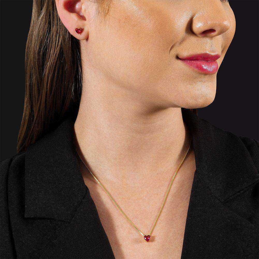 Conjunto Dourado Coração com Zircônia