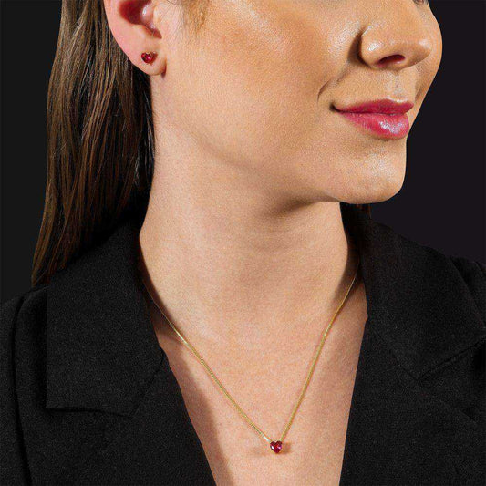 Conjunto Dourado Coração com Zircônia